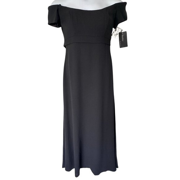 VTG Nicole Miller Black Off-Shoulder Evening Gown Formal Dress Size 8 NWT - Picture 1 of 12